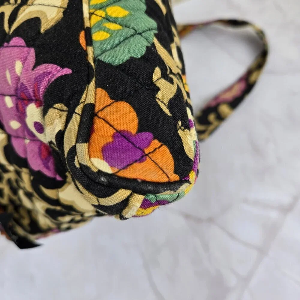 Vera Bradley Cotton Quilted Crossbody Bag Black Pink Orange Adjustable Strap